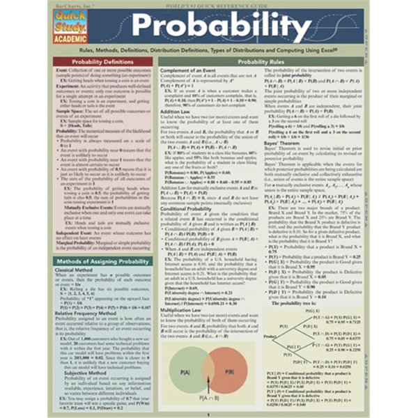 Barcharts Probability Quickstudy Easel 9781423215080